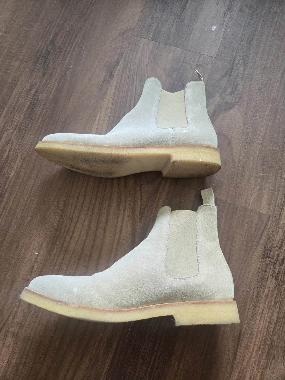 Light Cream Suede Chelsea Boots for Men